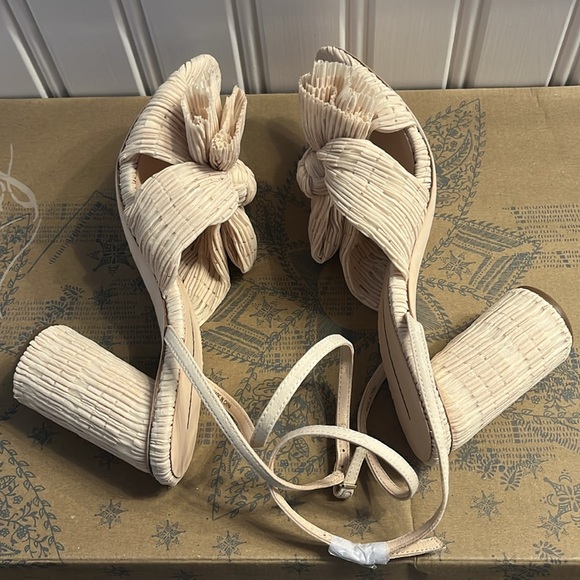 Loeffler Randall Camellia Pleated Knot Heeled Sandal Heel 8 NEW - Picture 4 of 12